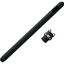 Ertürk Store Apple Pencil 2 Koruyucu Kaymaz Figürlü Kedi Silikon Kılıfı (Ürün Kalem Değildir) (Siyah)