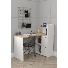 L Masası Dolaplı Kitaplıklı Çalışma Masası