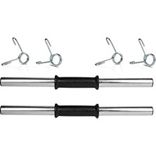Spor 2 Adet 40 cm Krom Dambıl Barı+ 4 Adet Çelik Sıkıştırma Yayı