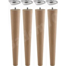 Ertürk Store Ahşap Sehpa Ayak Takımı Zigon Puf Tabure Ayağı Masa Ayakları Açılı Bağlantı Aparatı Dahil, 50 Cm, (4'lü Set)