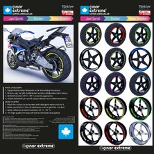 Çınar Extreme 4 Parçalı Kesikli Tasarımlı Floresan Yeşil Jant Şeridi Sticker