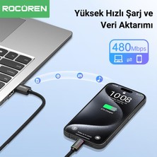 Rocoren Type-C To Usb-A Rgb Aydınlatmalı 3A Hızlı Şarj ve Data Kablosu 2 Metre