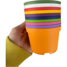 Katı Plastik Sukulent Saksısı 5 Adet Turuncu (8.5 Cm), MKR012032453