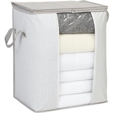 Ocean Home Textile Pvc Pencereli Gri Çizgili Stuff & Things Hurç 45 x 30 x 50 cm