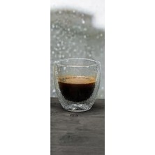 Ertürk Store Çift Cidarlı Buzlu Tasarımlı Cam Latte Bardağı, 250 Ml, 1 Adet, 12220