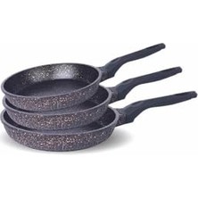 Ertürk Store D3000 Döküm Granit 3 Parça Siyah Tava Seti (20-24-28 Cm)