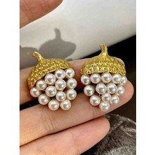 Ay Işığı Kadın Incili Gold Çelik Küpe