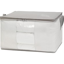 Ocean Home Textile Büyük Boy Pvc Pencereli Gri Çizgili Stuff & Things Hurç 60 x 43 x 35 cm