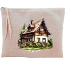 Ertürk Store Köy Evi Baskılı Makyaj Çantası Bej, LH9723640912312831123