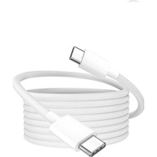 Cepsuar 60W Destekli Iphone Samsung Xiaomi Uyumlu Type C To Type C Hızlı Şarj Kablosu Beyaz 1 Metre Beyaz