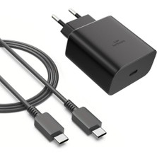 Cepsuar Type-C 45W Hızlı Şarj Cihazı Adaptör Başlık+Kablo Takım Set Siyah Siyah