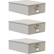 Ocean Home Textile 3'lü Küçük Boy Gri Balıksırtı Destekli Hurç Set 31 x 38 x 12 cm