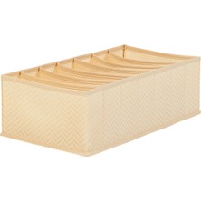 Ocean Home Textile 7 Bölmeli Bej Balıksırtı Çekmece Düzenleyici 22 x 41,5 x 12 cm