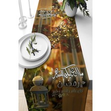 Pelangi Ramazan Fenerli Ramadan Mubarak Leke Tutmaz Kumaş Salon Mutfak Masa Değişik Ranır Modelleri Runner, Yeşil 40 x 140