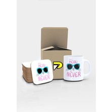 Postermanya Meow Or Never Kedi Tasarımlı Baskılı Kupa Bardak Seti, Eğlenceli Özel Hediye Mug