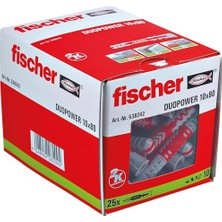 Ertürk Store Duopower 10 x 80 Evrensel Dübel, Asma Dolapları, Beton, Duvar Rafları, Plaka Yapı Malzemeleri Vb. Sabitlemek Için. -25 Adet Ürün No. 538242, Gri
