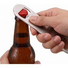 Mallart® Paslanmaz Çelik Düz Şişe Açacağı 17.8 cm - Profesyonel Barmen Tipi Bira ve Gazoz Açacağı, Asma Halkalı Metal Kapak Açıcı, Gümüş