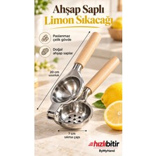 Bymyhand Paslanmaz Çelik Kaplama Ahşap Saplı Limon Sıkacağı Narenciye Sıkacağı(Büyük Boy)