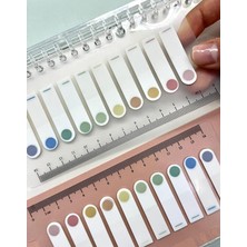Renkli Cetvelli Yuvarlak Kenar Morandi Renkler Şeffaf Indeks Sticker/index/postit/kitap Ayracı/not Kağıdı