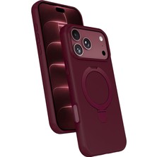 Techaks iPhone 18 Pro Kılıf 360 Derece Döner Standlı Magsafe Kamera Lens Korumalı Silikon Tchs