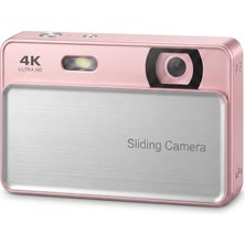 Ertürk Store Vıvopack 4K Ultra Hd Dijital Fotoğraf Makinesi, 64 Mp Otomatik Odaklama Vlogging Kamerası, 16X Zoom ve Webcam Modu, Kayar Kapaklı Hediye Seti, Pembe