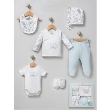 Ertürk Store Retro Roses Çiçek Desenli %100 Pamuk 6 Parça Bebek Hastane Çıkışı Seti, Ekru, Yenidoğan