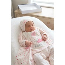 Erca Home Tekstil Ürünleri %100 Pamuklu Küçük Hanımlara 5 Parça Hastane Çıkışı  Zıbın Seti / Pembe Tavşanlı