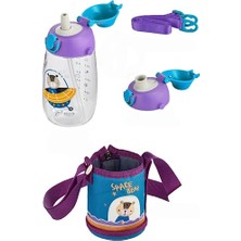 Ertürk Store 700 ml -Büyük Boy-Kılıflı 2 Ayrı Kapaklı Pipetli/pipetsiz Tritan Su Matarası Manani, Mavi