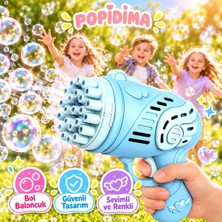 Popidima Çok Delikli Pilli Köpük Atan Tabanca Oyuncağı 23 Delikli Bubble Gun