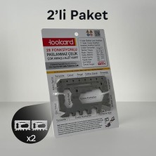 Ertürk Store 28 Fonksiyonlu Paslanmaz Çelik Toolcard Çok Amaçlı Cep Kartı, 2'li Paket