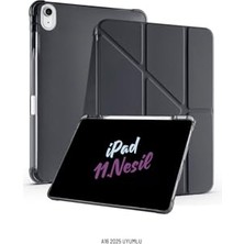 Ertürk Store iPad 11. Nesil A16 2025 Uyumlu 11 Inç Kalem Bölmeli Standlı Tri Folding Tablet Kılıfı