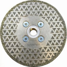 Elektrolize Elmas Testere Çift Yüzey Flanşlı 115MM M14 Profesyonel Granit Mermer Beton Kesim Diski