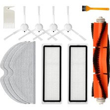 Ertürk Store Xiaomi Robot Süpürge Aksesuarı, Xiaomi Mijia 1c; 2c; Dream F9; Mop 2 Pro Plus; STYTJ01ZHM; STYTJ02ZHM; SKV4093GL; SKV4063GL Için Yedek Set Fırça Silme Bezi Filtre Yedek Parça Seti (12 Adet)