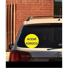 Ertürk Store Parti Tasarla Acemi Sürücü Yazılı Sticker Oto Sticker 15X15 cm Sarı Zemin Siyah Yazı
