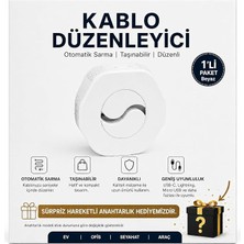 Kablo Düzenleyici, Otomatik Sarma Aparatı, USB Şarj Kablosu Toplayıcı, Seyahat Için Kablo Organizer (Beyaz)