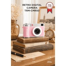 Ertürk Store Kamera, Mini Dijital Retro 48MP Selfie Video Vlog Kamerası CMR50 Pembe