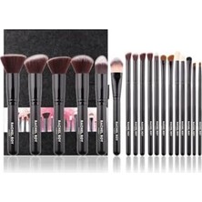 Ertürk Store 18'li Siyah Kabuki Makyaj Fırçası Seti; Sentetik Kıl ve Ahşap Sap