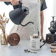 Str Store Barista Kahve Gooseneck Kettle - Çelik Kahve Demleme Dripper Kettle - Indüksiyonlu - Paslanmaz Çelik - Siyah, Slim - 1200 ml