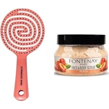 Ertürk Store Profesyonel 3 Boyutlu Saçfırçası ve Face&body Peeling Scrub Yüz Maskesi Şeftali 350 ml 2'li Set Pembe
