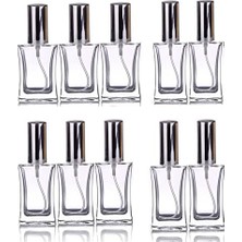 Ertürk Store Paradise 10 Adet 50 ml Cam Yeniden Doldurulabilir Sprey Kolonya Boş Parfüm Şişe Gümüş Renk Kapaklı