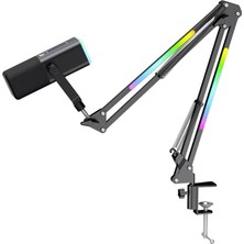 Ertürk Store Gamenote GK71 Pro Rgb Yayıncı Mikrofonu, 24-Bit, 192KHZ, Xlr ve Type-C, Stantlı Siyah