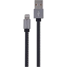Ertürk Store DLC2508B 1.2 Metre Deri Mfı Lisanslı Lightning Kablo, Siyah