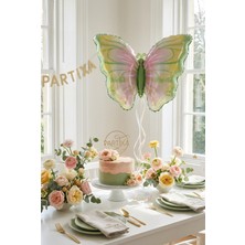 Partixa Sarı Yeşil Kelebek Folyo Balon 82X52 cm Kelebek Temalı Doğum Günü Parti Süsü