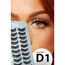 Ertürk Store Ruby Face Doğal Görünümlü Ipek Bütün 10'lu Takma Kirpik Seti- 10 Çift Gerçek Takma Kirpik- Model: D1