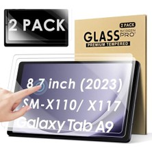 Ertürk Store 2 Adet Tam Ekran Koruyucu Folyo Samsung Galaxy Tab A9 8,7 Inç 2023 Için Ekran Koruyucu 9h Sertlik Çizilmez Kabarcıksız Folyo Cam Samsung SM-X110/X115/X117 Için