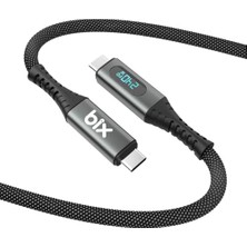 Ertürk Store BXCC244 Usb4 Thunderbolt 4/3 Uyumlu Pd 240W 40GBPS 8k 60Hz Ultra Hd Dijital Ekran Göstergeli Şarj, Data ve Görüntü Kablosu 1 Metre