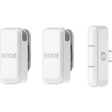 Ertürk Store Wireless Micro Kablosuz Mikrofon Seti; Akıllı Telefon ve Bilgisayar Uyumlu, Iki Verici, Bir Alıcı, Usb-C, Beyaz, Şarj Kutulu