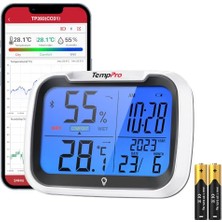 Ertürk Store TP393B Dijital Oda Termometresi ve Nem Ölçer, Bluetooth Üzerinden 80M Menzilli, Otomatik Veri Senkronizasyonu, Saatli Higrometre