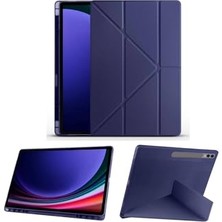 Ertürk Store Kapak; Samsung Galaxy Tab S9 Ultra 14.6 Inç SM-X910 ile Uyumlu Kılıf Kalem Bölmeli Origami Standlı Akıllı, Lacivert