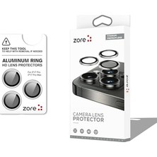 Ertürk Store Apple iPhone 17 Pro Max Zore Cl-12 Titanyum-Gümüş Kamera Lens Koruyucu, Safir, Parmak Izi Bırakmayan, Anti-Reflective